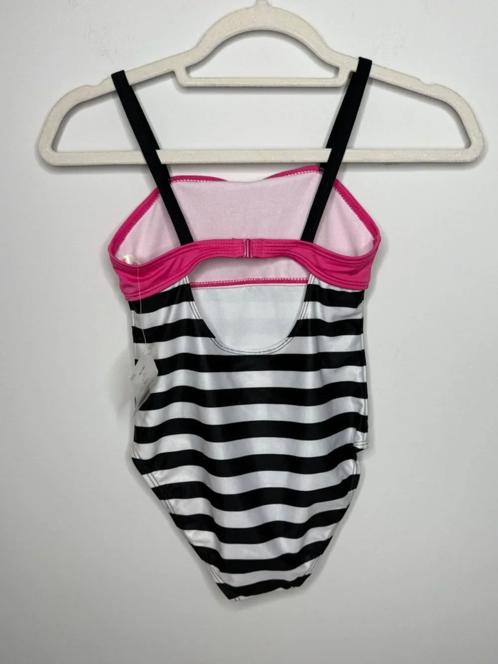 Gymboree Girls 7-8 Pink Striped Bow One Piece Swimsuit NWT